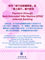 使用銀行自動櫃員機／網上銀行繳付款項海報